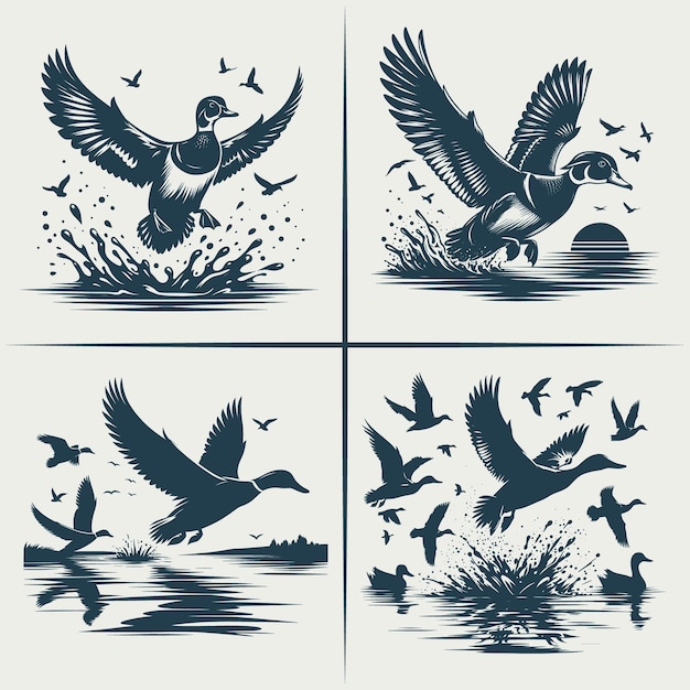 Mallard Duck svg hunting vector silhouette Bundle file