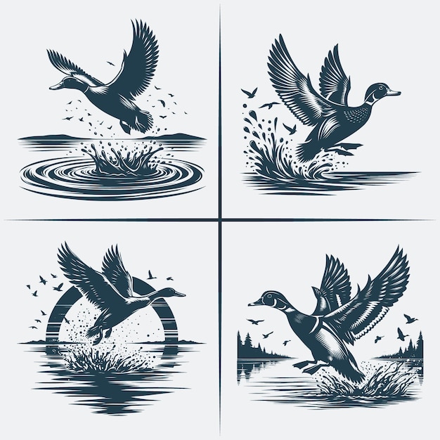 Mallard Duck svg hunting vector silhouette Bundle file