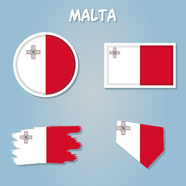 Vector malta map flag map of the republic of malta with the maltese national flag isolated