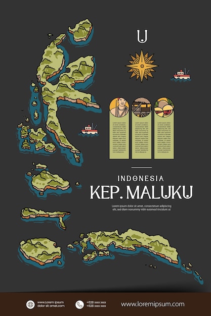 Maluku Indonesia maps illustration Indonesia Island design layout