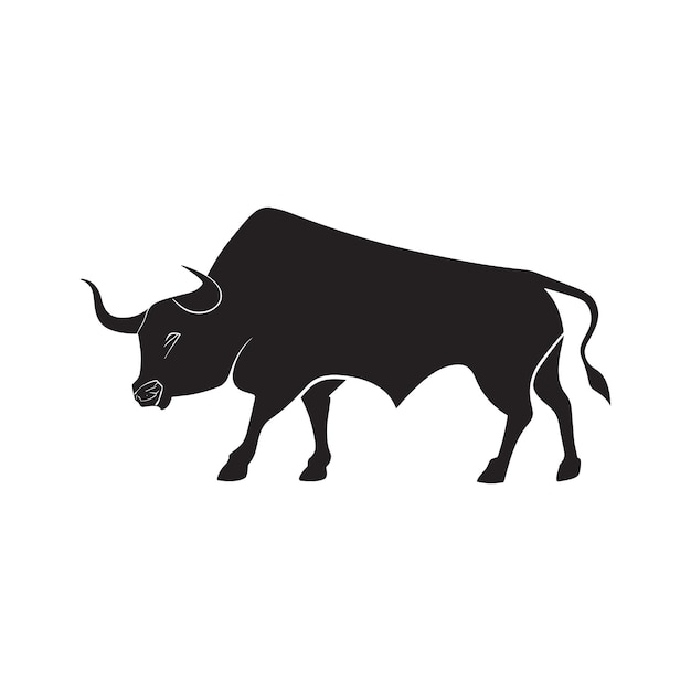 mammal bull black with white background silhouette