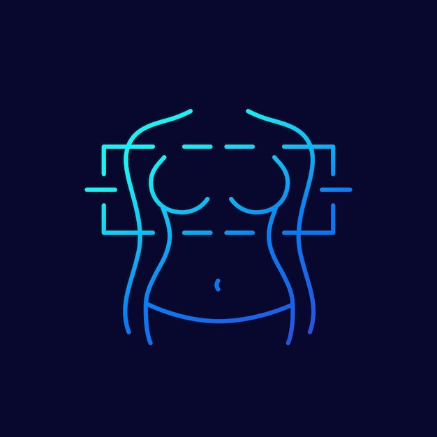 Mammography breast scan line vector icon