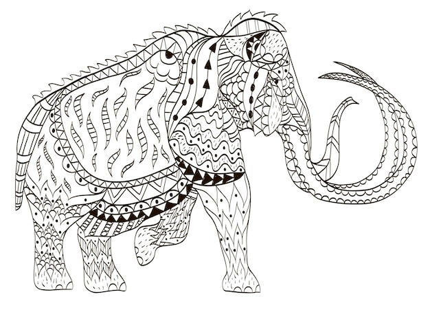 Mammoth coloring book vector illustration