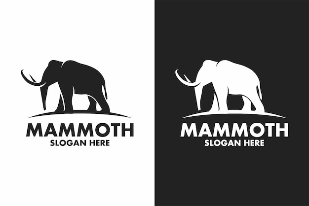 Mammoth silhouette black white simple logo design