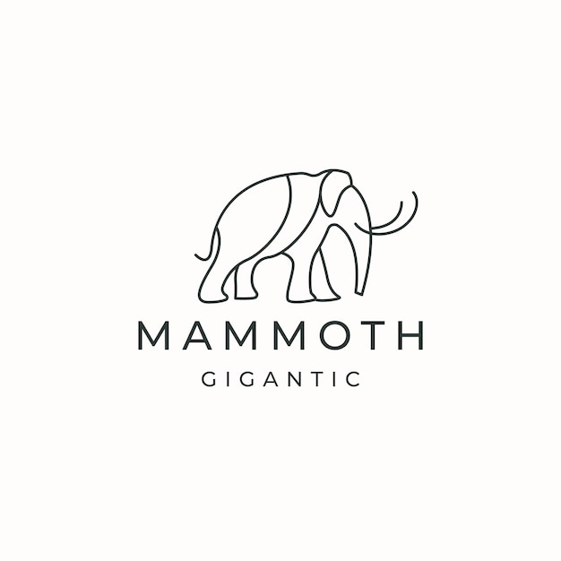 Mammoth with line style logo icon design template flat vector