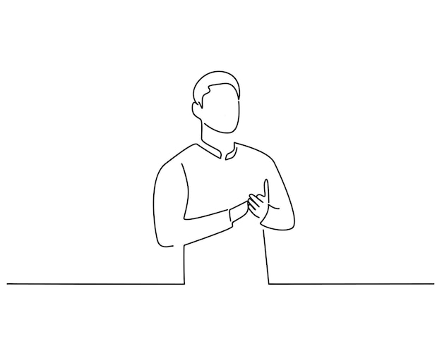 Man applauding line art illustration