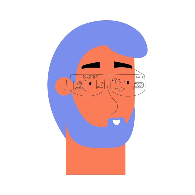 Man in arched glasses Vector illustration in a flat style