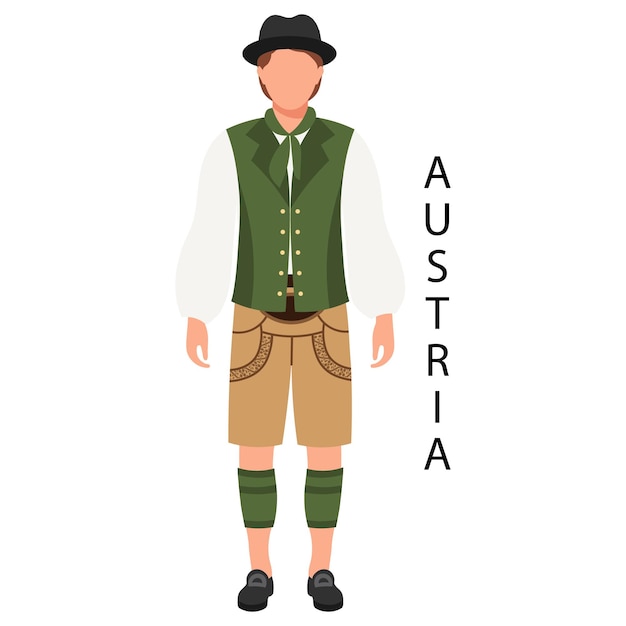 Vector a man in an austrian folk costume and headdress culture and traditions of austria illustration