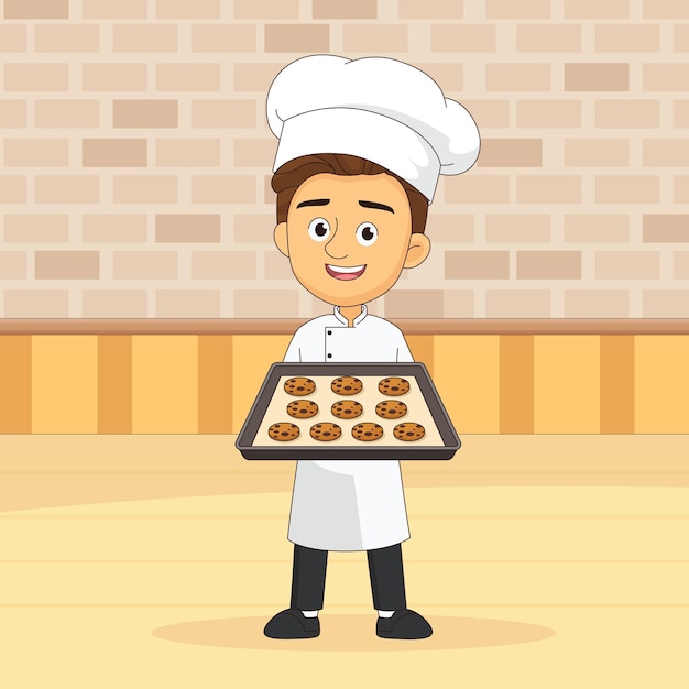 Man baking cookies Royalty Free Vector Image