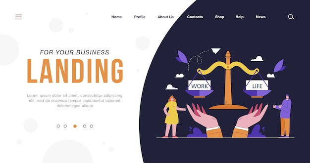 Man balancing life and work on scale landing page