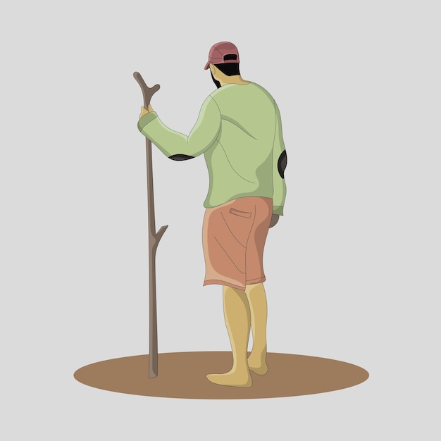 man in barefoot flat design