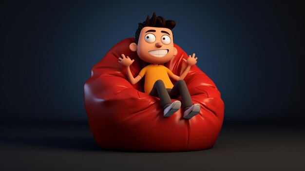 Vector a man in a bean bag that is on a table