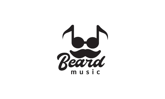 Man beard with musical note logo vector symbol icon design illustration