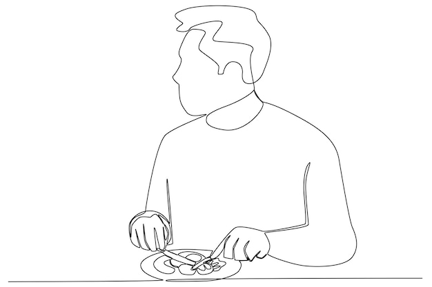 A man breakfast diet menu Breakfast oneline drawing