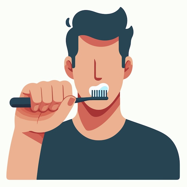 a man brushing his teeth with a brush