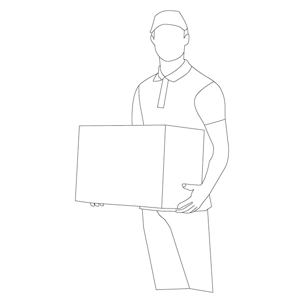 A man carrying a box with the word delivery on it