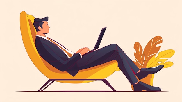 a man in a chair with a laptop in his lap