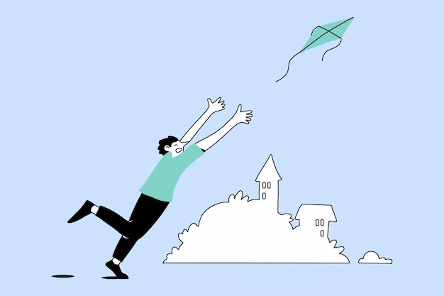 Man Chasing a Flying Kite