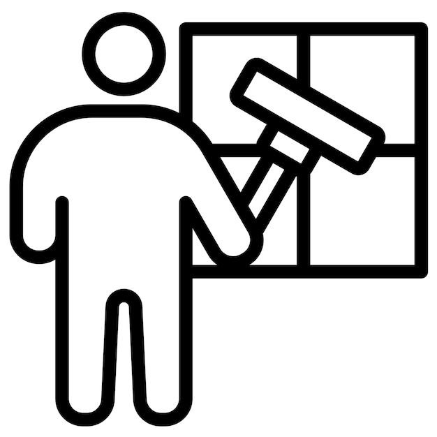 Man Cleaning Window vector icon illustration of Housekeeping iconset