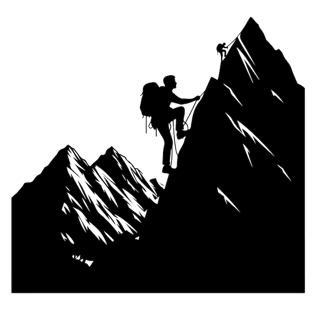 A man climbing mountain Mountain illustration vector