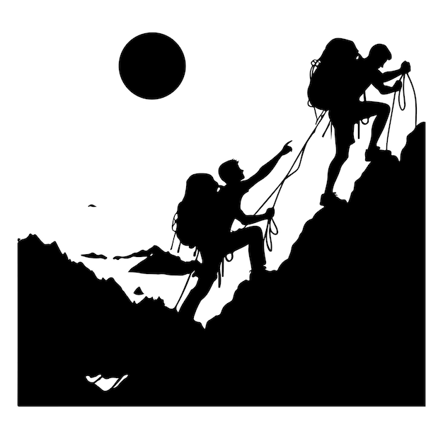 A man climbing mountain vector illustration