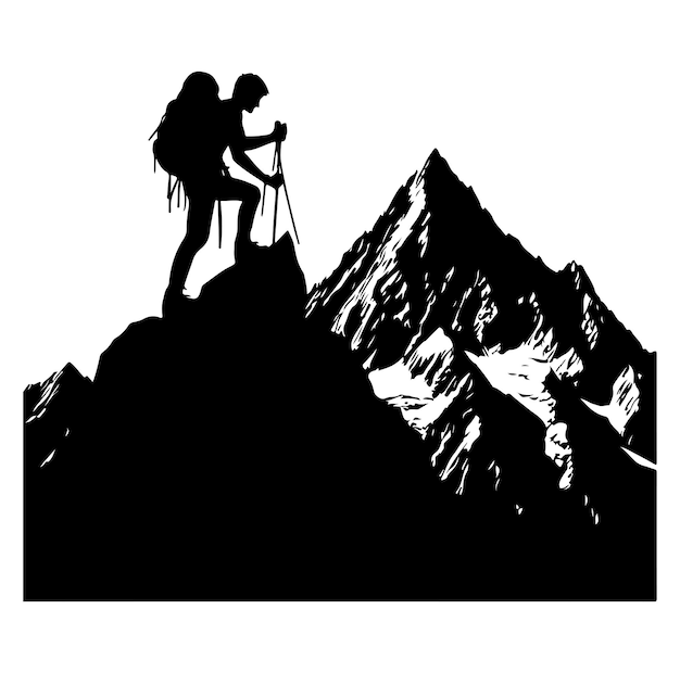 A man climbing mountain vector illustration