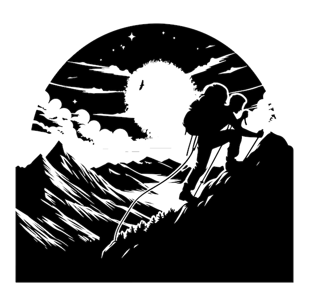 A man climbing mountain vector illustration