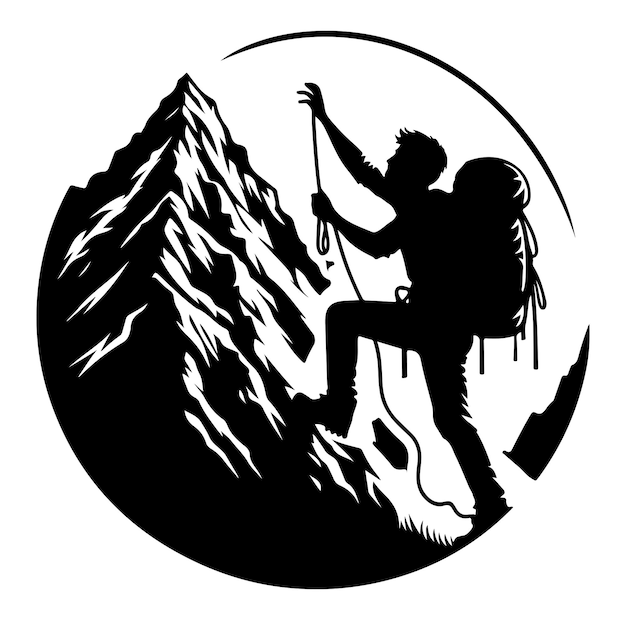 A man climbing mountain vector illustration