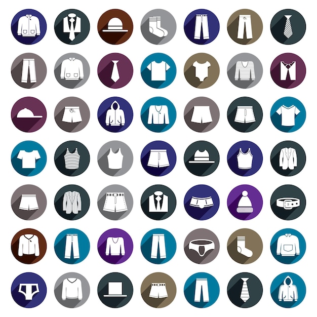 Man clothes vector icon set.