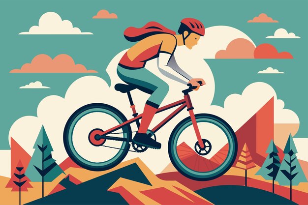 Vector a man confidently rides a bike on top of a mountain showcasing adventure and skill illustrate the concept of customer segmentation in digital advertising