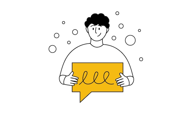 Man conversation with bubble chat vector illustration concept Character communication and business