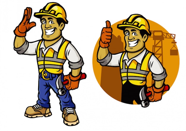 man of counstruction worker mascot set