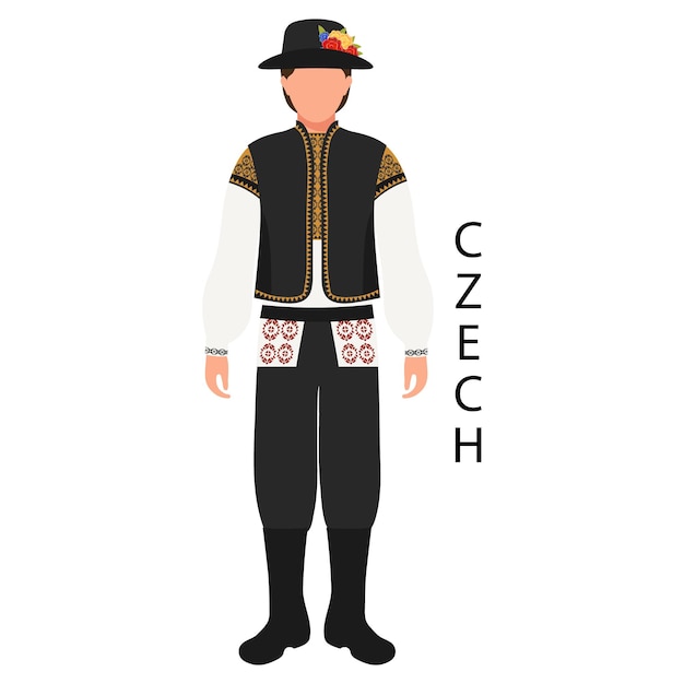 A man in Czech folk costume Culture and traditions of the Czech Republic Illustration vector