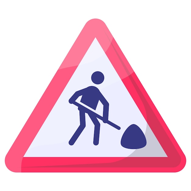 Man Digging Road Work red triangle Concept Construction Work ahead Vector Design Modern traffic sign