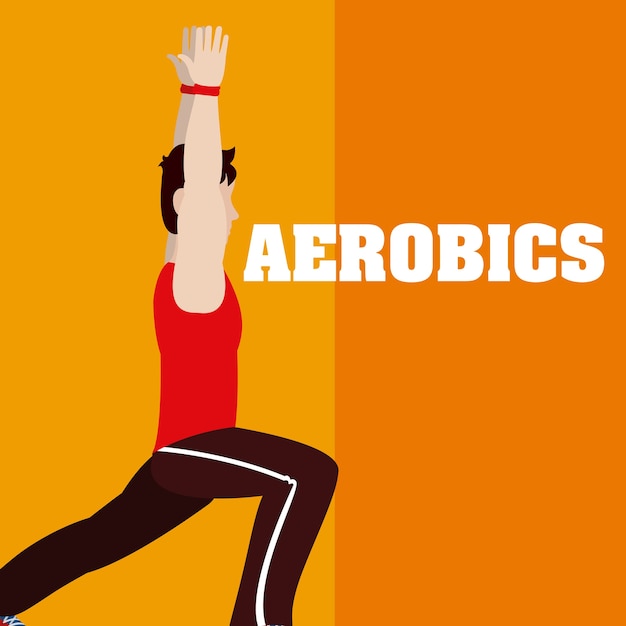 Man doing aerobics over orange background vector illustration graphic design