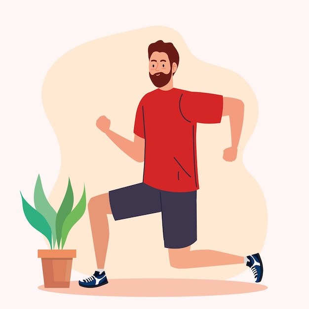 Man doing exercise at home design of Activity and leisure theme