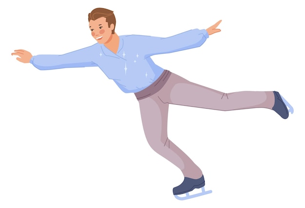 Man doing ice skating figure pose Winter sport activity