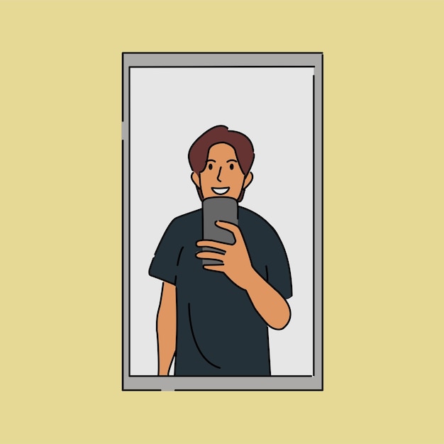 A man doing a mirror selfie