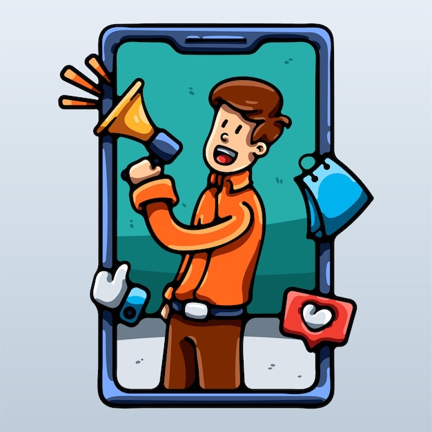 Man Doing Online Advertising Illustration