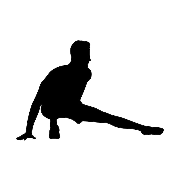 Man doing stretching exercises man stretching silhouette