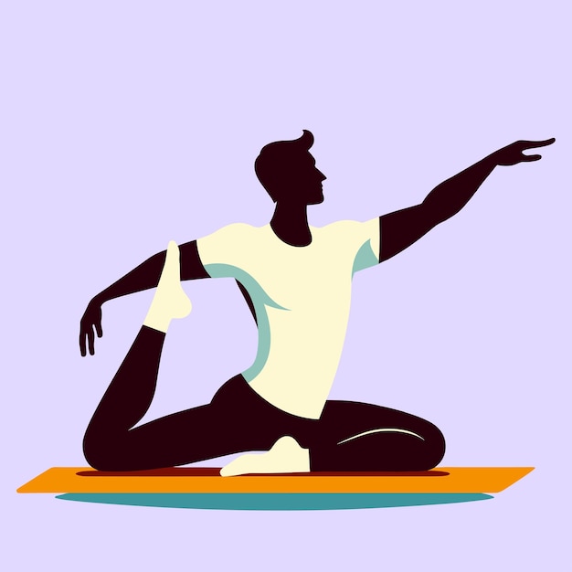 Man doing yoga meditation for spiritual practice flat illustration