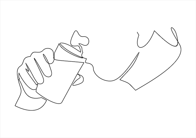 A man drinks water from a glass.Continuous one line drawing .