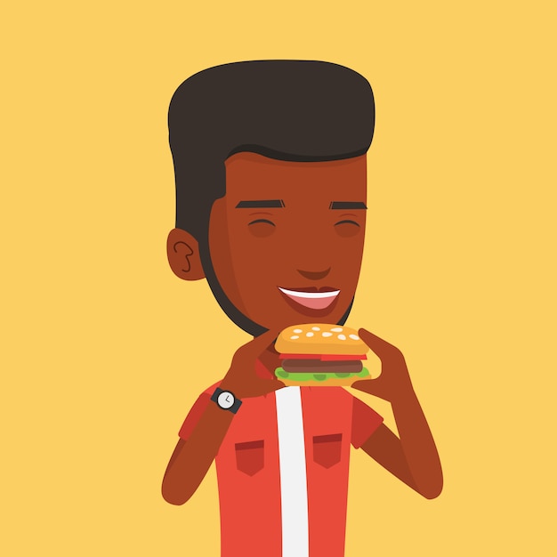 Man eating hamburger  .