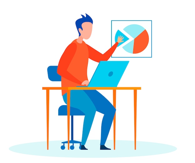 Man, Expert Making Report Flat Vector Illustration