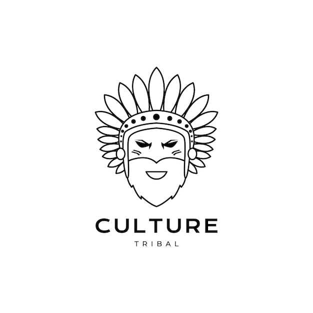 Man face apache cultuture tribe logo design