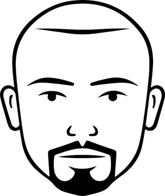 Man face flat vector icon Man head simple black and white avatar