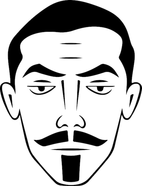 Man face flat vector icon Man head simple black and white avatar