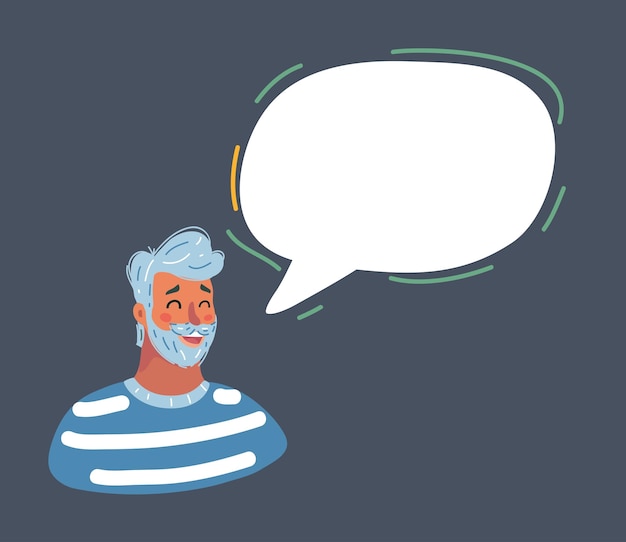 Man face icons with colorful dialog speech bubble