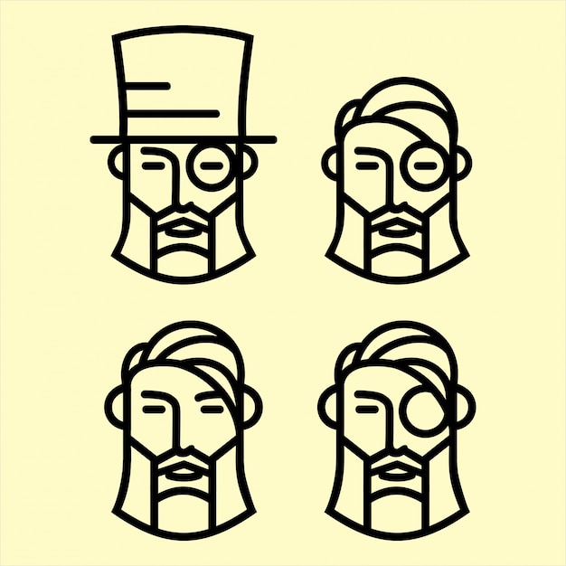 Man Face Outline Set Illustration