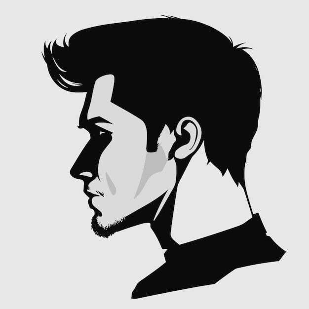 man face silhouette cartoon vector style